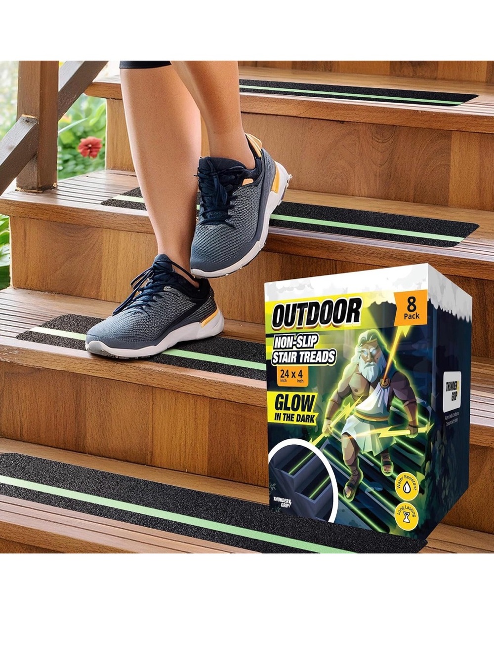 New Open Box Glow in the Dark 24" x 4"-8-Pk Weather Resistant Outdoor Stair Trea